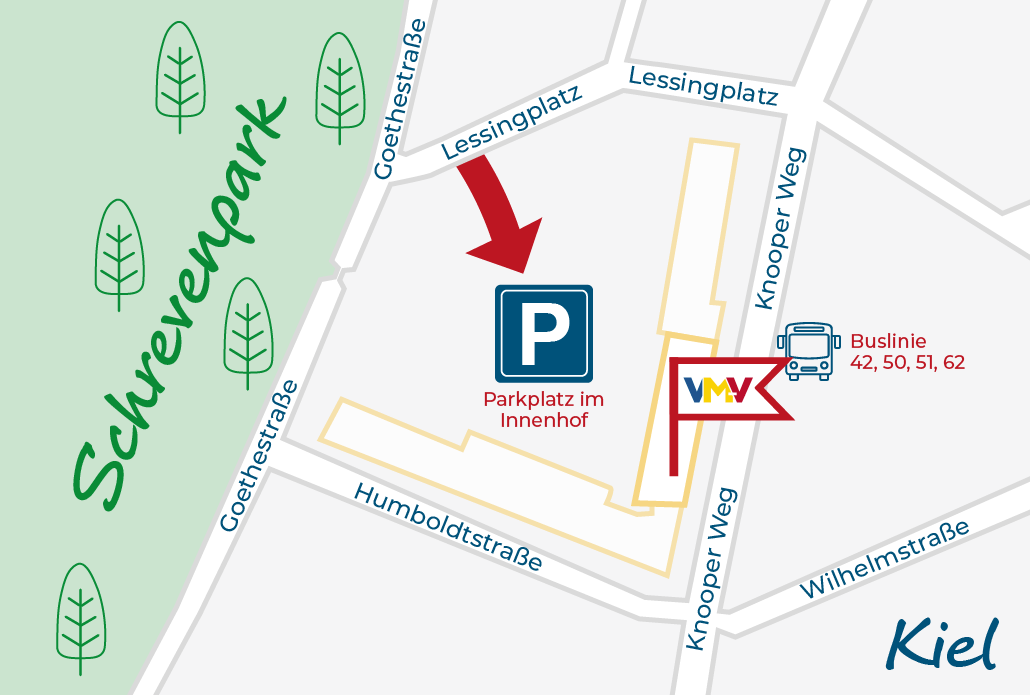 Anfahrt zur  Beamtenversorgung des Kommunalen Versorgungsverbands Mecklenburg-Vorpommern